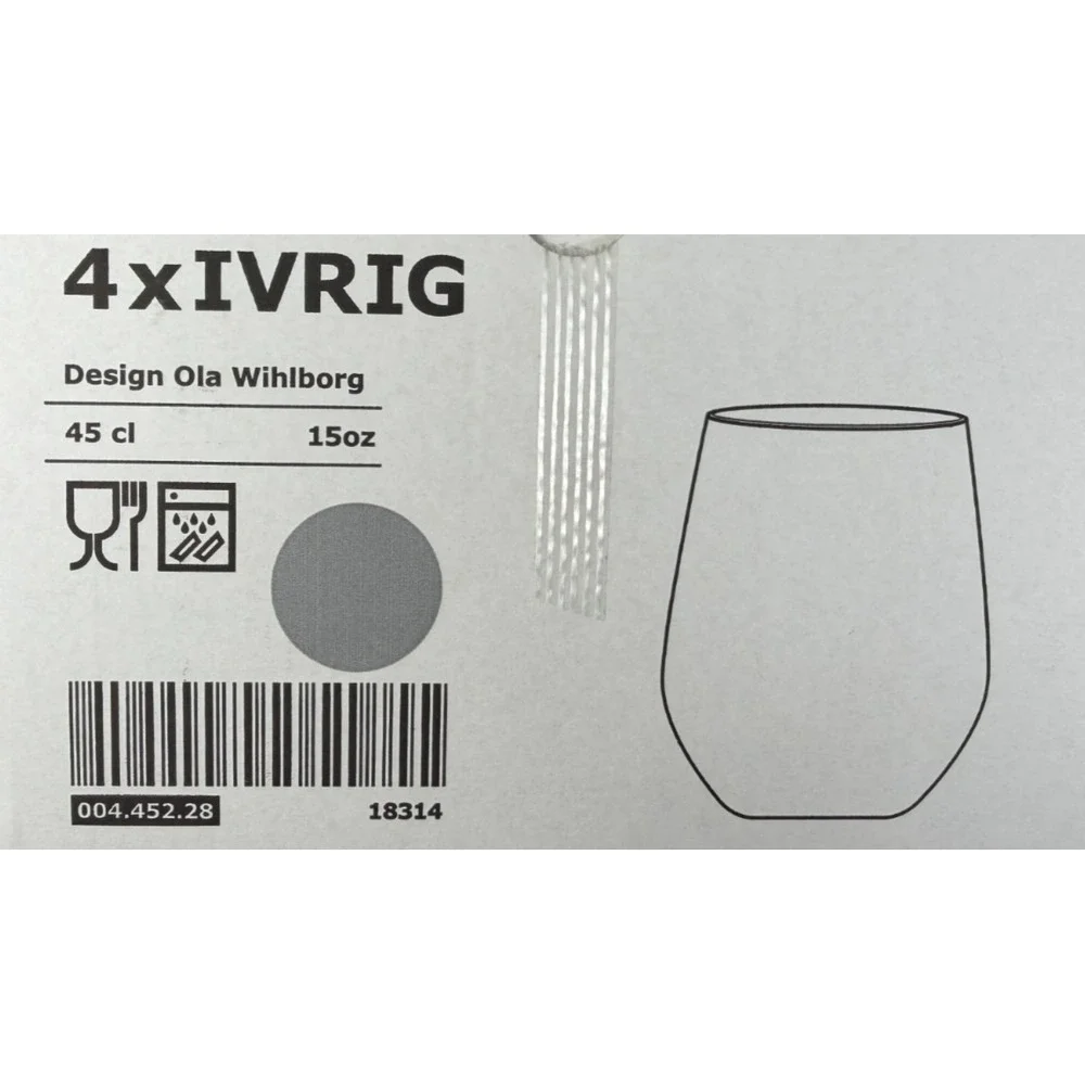 IKEA IVRIG Set Of 4 Wine Drink Glasses Grey 004.452.28 / 18314 45cl 15oz NEW